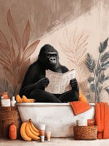 Gorilla beim Baden