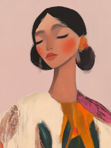 Modern portret in pastelkleuren