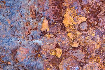 Red blue rust textures on an old boat II by Patrick van Os