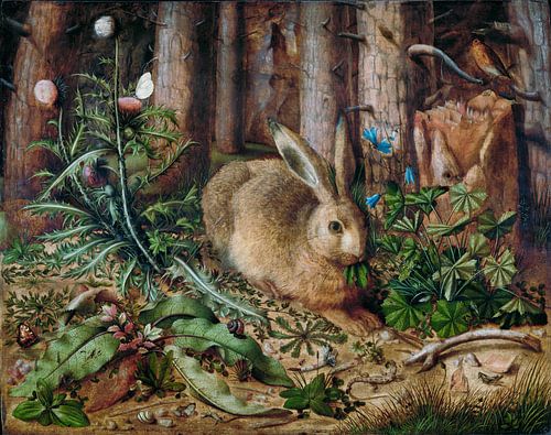 A hare in the woods by Hans Hoffmann.