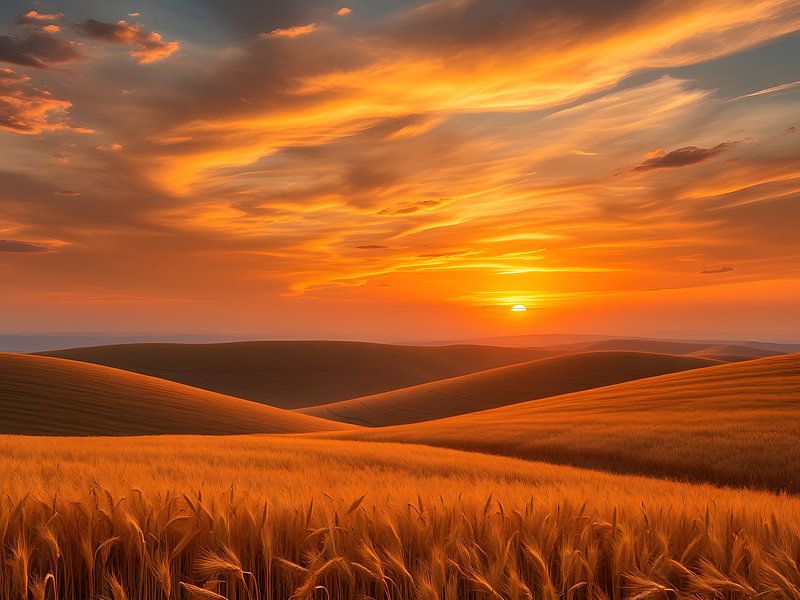 Zonsondergang over gouden velden van ButterflyPix