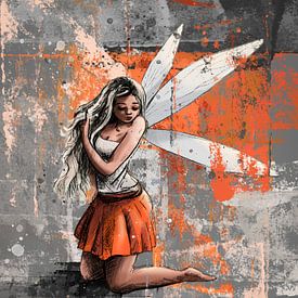 Fairy on her knees by Emiel de Lange