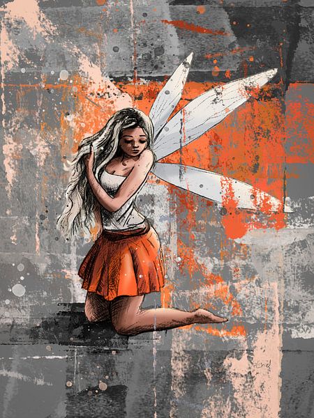 Fairy on her knees by Emiel de Lange