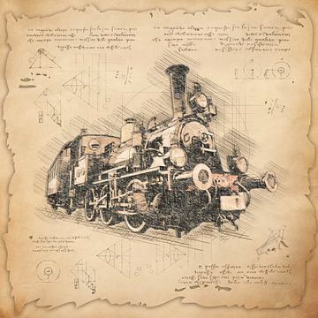 Atle stoomlocomotief / stoomlocomotief. Vintage stijl, voor treinbestuurders & spoorweg fans. van SergeivoArt