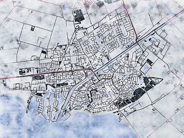 Kaart van Hellevoetsluis in de stijl 'White Winter' van Maporia