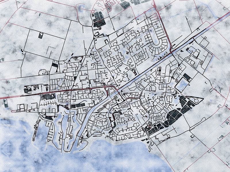 Karte von Hellevoetsluis im stil 'White winter' von Maporia