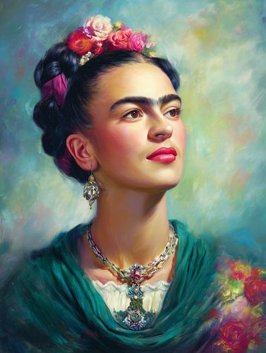 Florale Frida Porträt von Carina Augusto