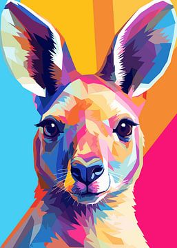 Kangoeroe Dier Pop Art Kleurstijl van Qreative
