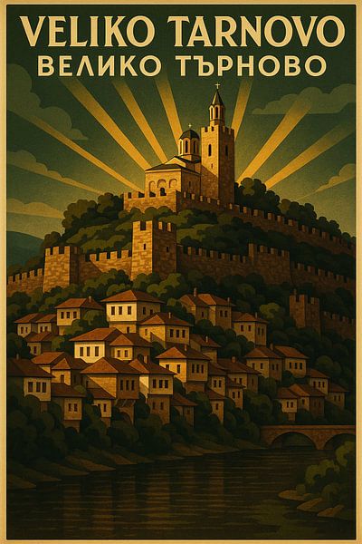 Forteresse de Veliko Tarnovo Tsarevets - Vintage Bulgaria Art par Travel Shop
