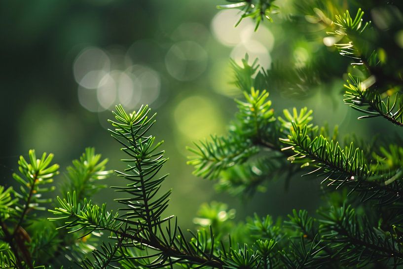 Green needles illuminated by sunbeams by Imperial Art House