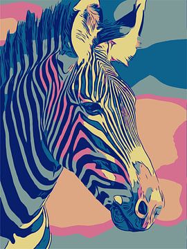 Zebra love, in pastel colors and pop art style by The Art Kroep