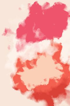 Abstract schilderij in pastelkleuren. Roze, oranje, zalm, wit van Dina Dankers