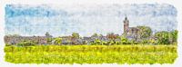 Skyline Burgh mit der reformierten Kirche (Panorama, Aquarell) von Art by Jeronimo Miniaturansicht