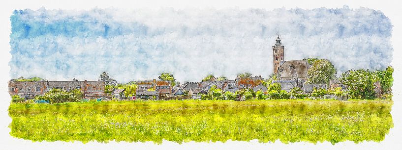 Skyline Burgh mit der reformierten Kirche (Panorama, Aquarell) von Art by Jeronimo