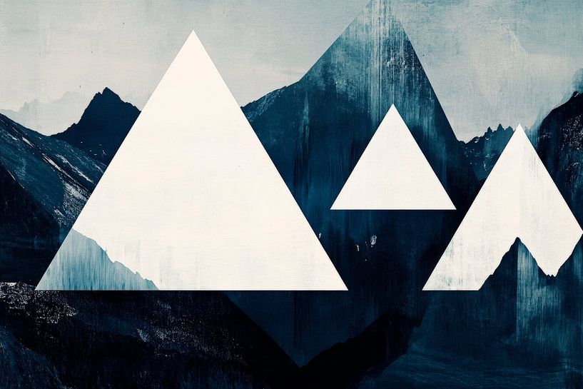 Geometric mountains in monochrome by Poster Art Shop
