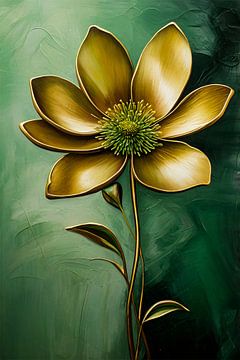Gouden bloem met groene achtergrond van Imperial Art House
