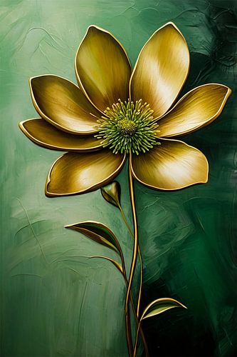 Gouden bloem met groene achtergrond