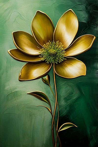 Golden flower with green background by Imperial Art House