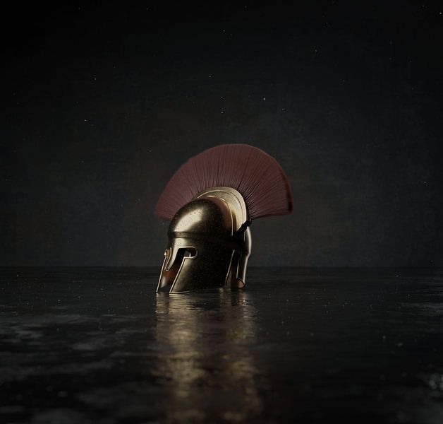 Majestic Sparta helmet in dramatic light by Besa Art