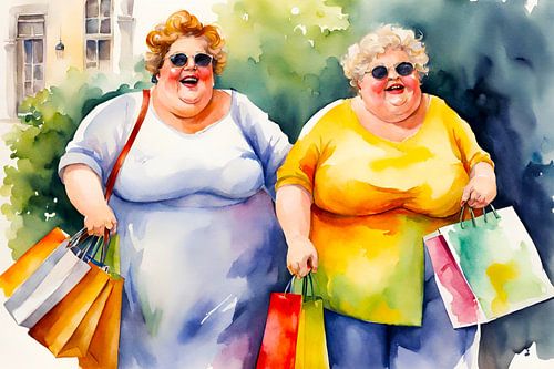 2 gezellige dames hebben gewinkeld