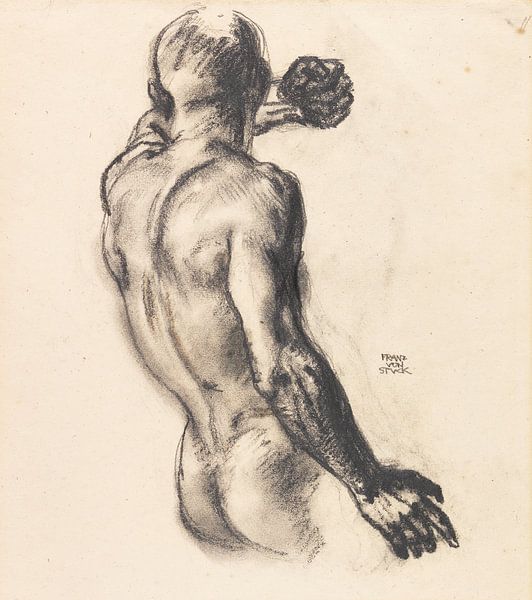 Männlicher Rückenakt, Franz von Stuck, Um 1908 von Atelier Liesjes