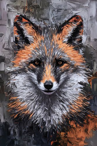 Vos in abstracte digital art stijl