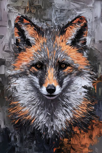 Fox in abstract digital art style by Art & Soul Creations