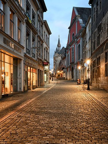 Aachen city centre at dusk