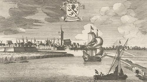Gezicht op Schiedam, Gaspar Bouttats, 1679
