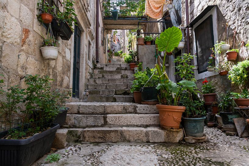 Steeg met trappen in Dubrovnik van Daan Kloeg
