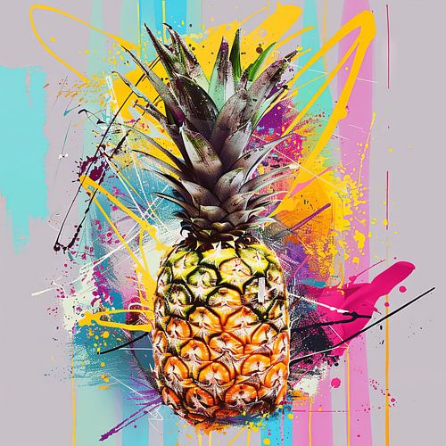 Explosion d'ananas - street art dans le style pop art