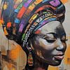Portrait abstrait et coloré d'une femme de couleur variée 5 sur Steinfox Art
