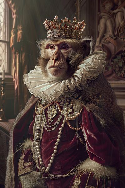 Royal monkey - animal portrait in baroque style by Poster Art Shop