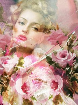 Romantische Roze | Een romantisch portret van een vrouw - Sweet Embrace van Wil Vervenne