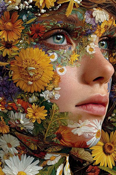 vrouw met bloemen print van Egon Zitter