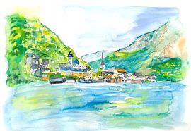 Incredible Hallstatt with lake and mountains in Salzkammergut Austria by Markus Bleichner