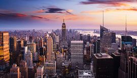 New York met zonsondergang