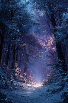 Winter forest bathed in Enchanted Light by Eva Lee