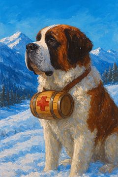 Ein Gemälde eines Bernhardinerhundes. von Johannes