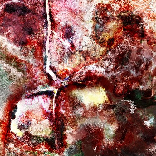Balefires - abstract schilderij, rood, wit