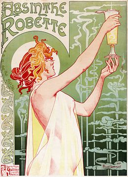 Oude poster met reclame voor het drankje met alcohol, Absint; Gezien bij FLINDERS