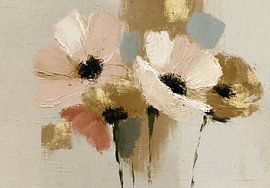 An abstract floral arrangement in gold and pastel shades by Niklas Maximilian