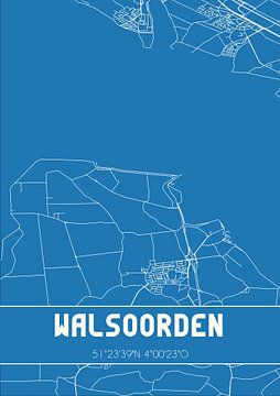 Blauwdruk | Landkaart | Walsoorden (Zeeland) van MijnStadsPoster