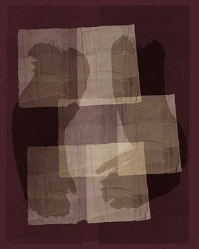 Moderne abstracte kunst. Vormen in wit, beige en wijnrood. van Dina Dankers