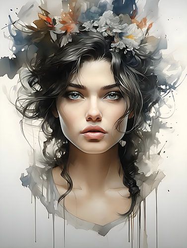 Elegante Frau mit buntem Haar