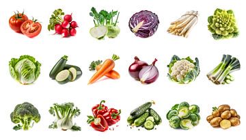 Set of vegetables isolated on white background, detail by Animaflora PicsStock