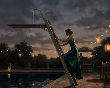 Eleganz in der Dämmerung am Pool