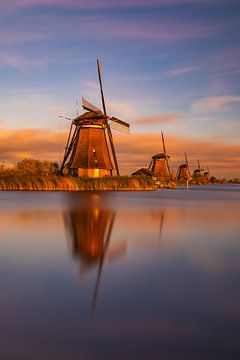 Kinderdijk Windmühlen bei Sonnenuntergang