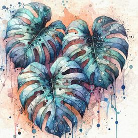 Monstera à l'aquarelle sur Sabine Wagner