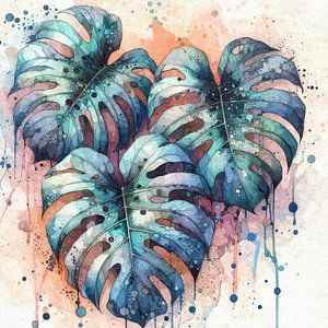 Monstera in Aquarellfarben